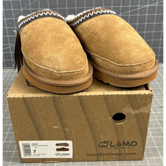 Lamo Women's Slip-on Slippers JULES Chestnut Leather Sz. 7 US 38 EU NEW~~EW2350 - Picture 1 of 15